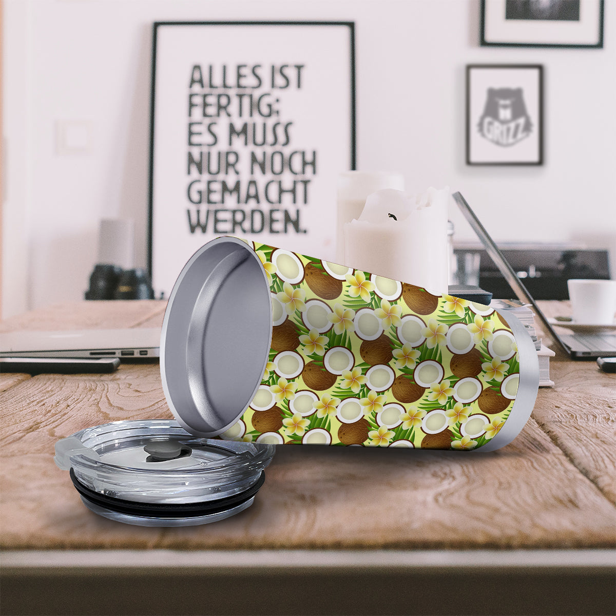 Coconut Beige Print Pattern Tumbler-grizzshop