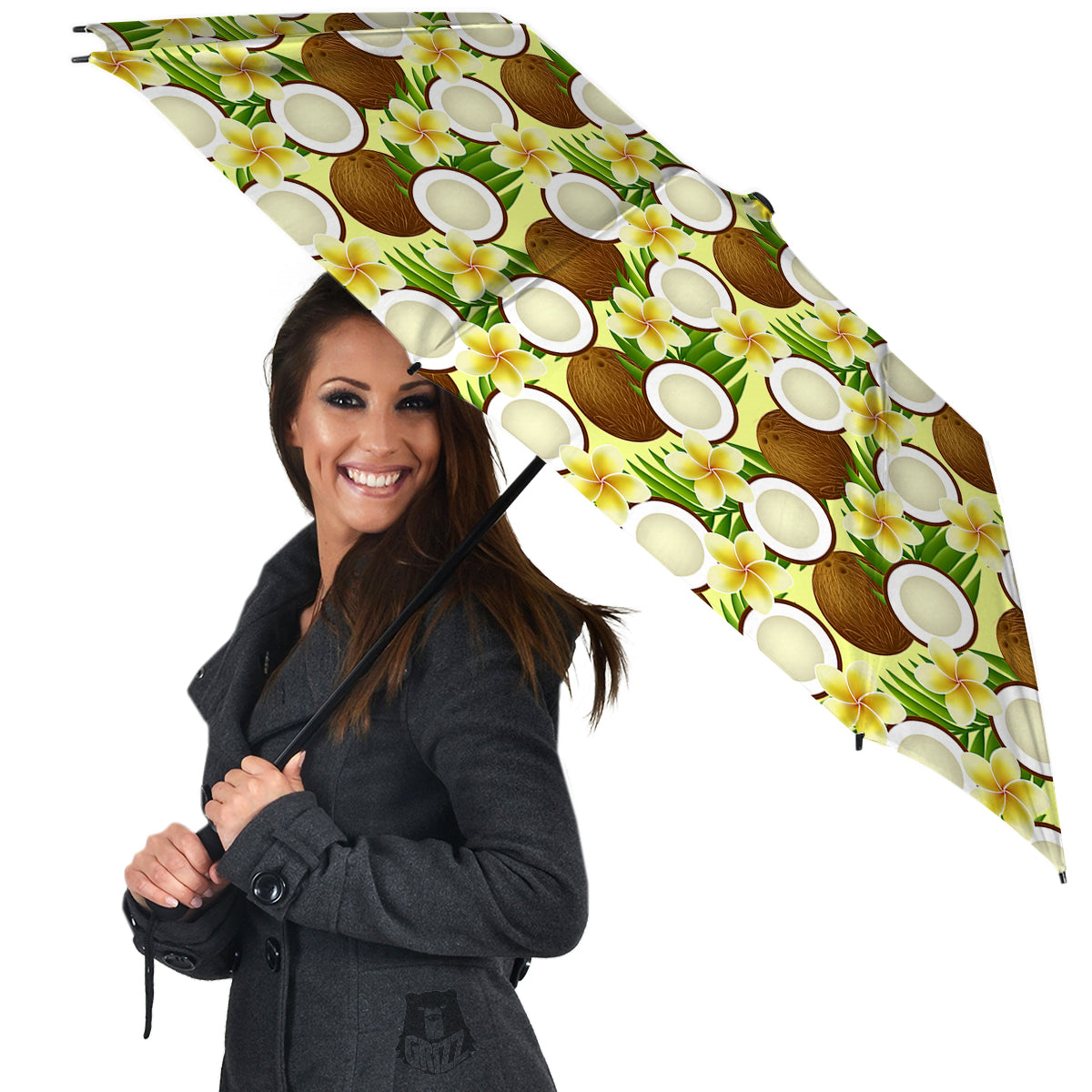 Coconut Beige Print Pattern Umbrella-grizzshop