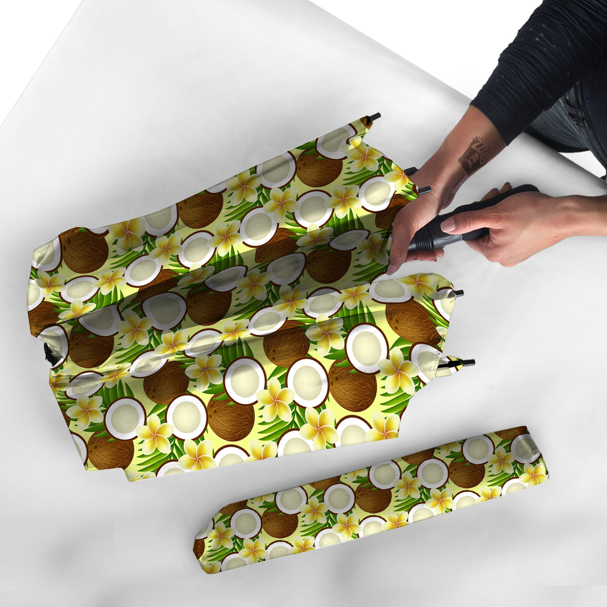 Coconut Beige Print Pattern Umbrella-grizzshop