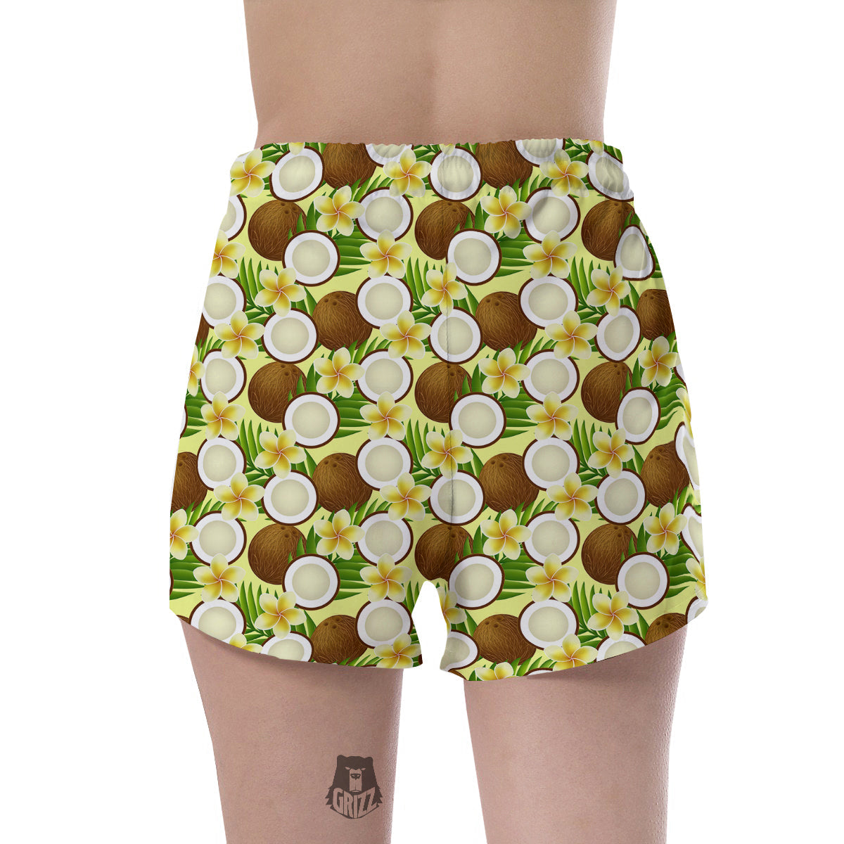 Coconut Beige Print Pattern Women's Shorts-grizzshop