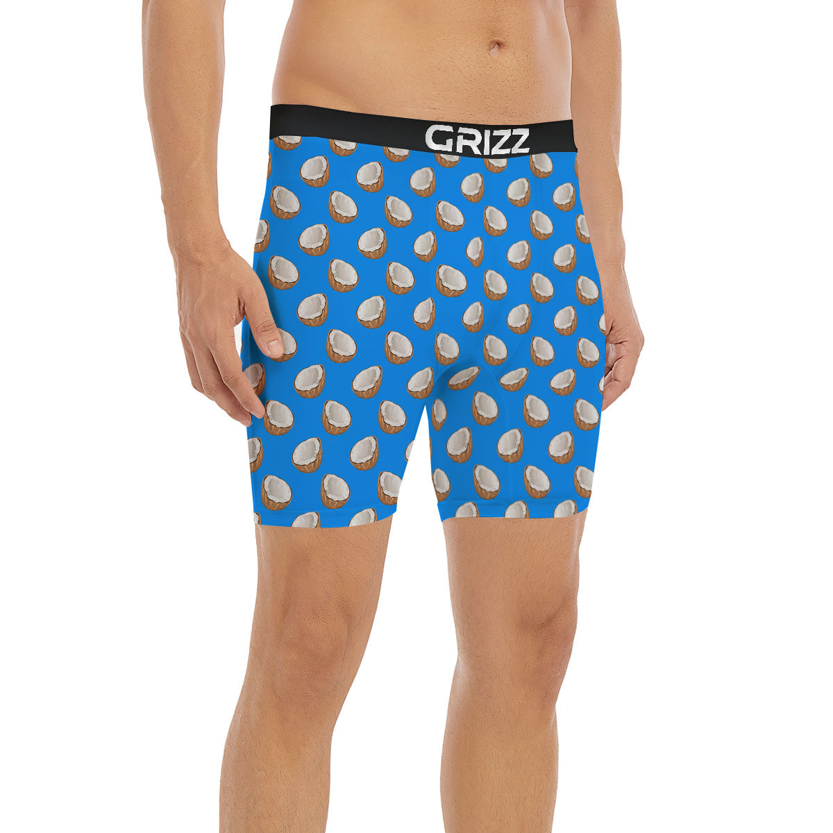 Coconut Blue Print Pattern Boxer Briefs-grizzshop