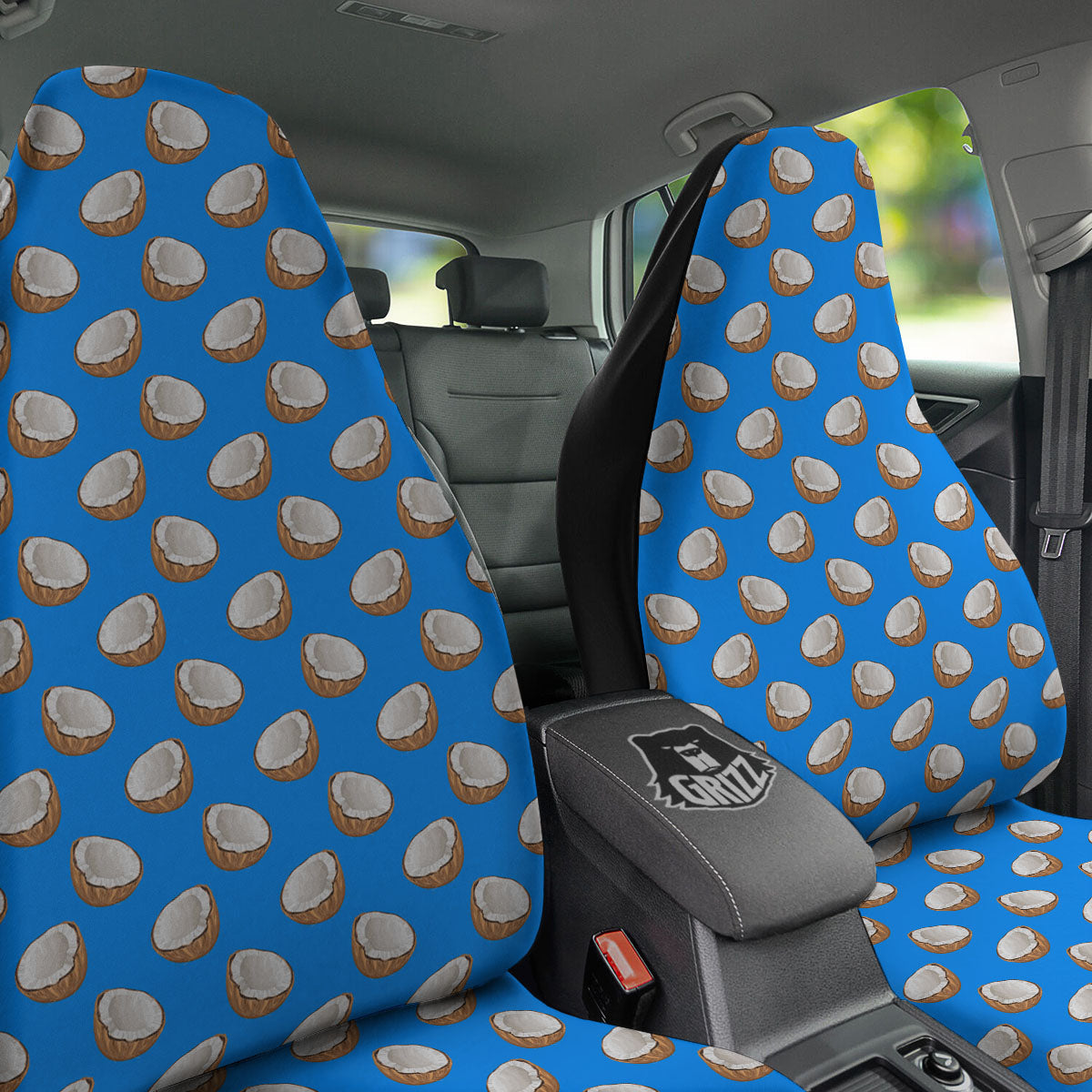Coconut Blue Print Pattern Car Seat Covers-grizzshop