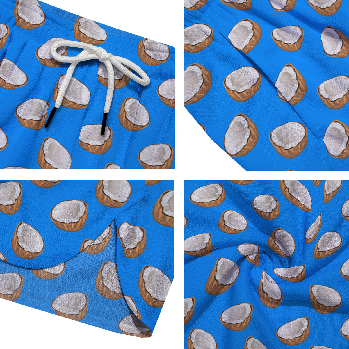 Coconut Blue Print Pattern Men's Running Shorts-grizzshop
