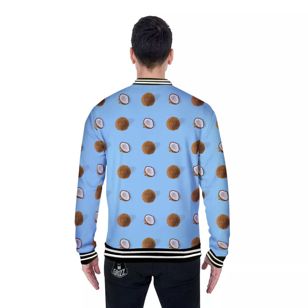 Coconut Blue Summer Print Pattern Baseball Jacket-grizzshop