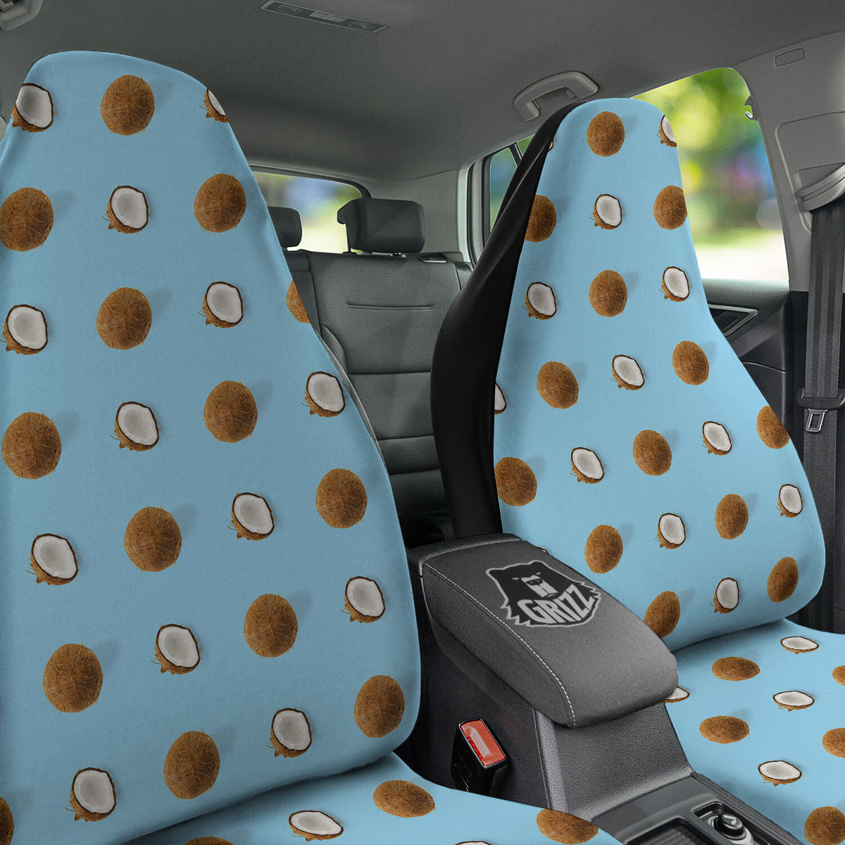 Coconut Blue Summer Print Pattern Car Seat Covers-grizzshop