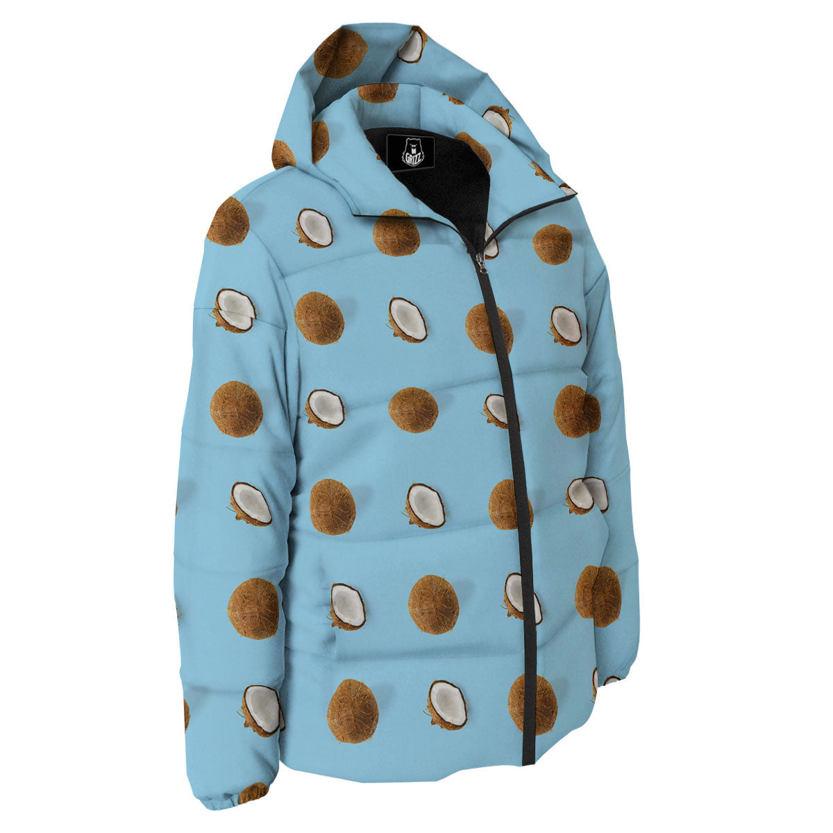 Coconut Blue Summer Print Pattern Down Jacket-grizzshop