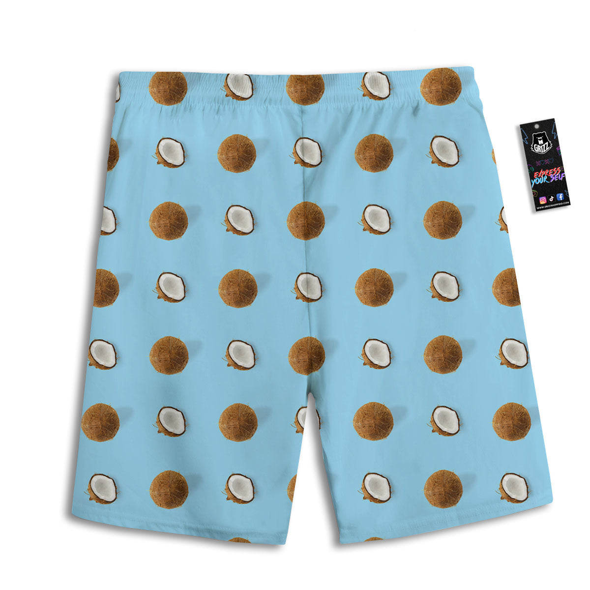 Coconut Blue Summer Print Pattern Men's Athletic Shorts