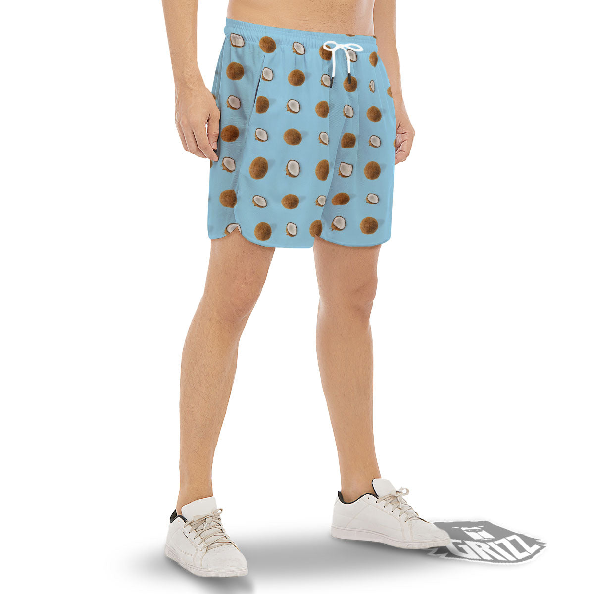Coconut Blue Summer Print Pattern Men's Gym Shorts-grizzshop
