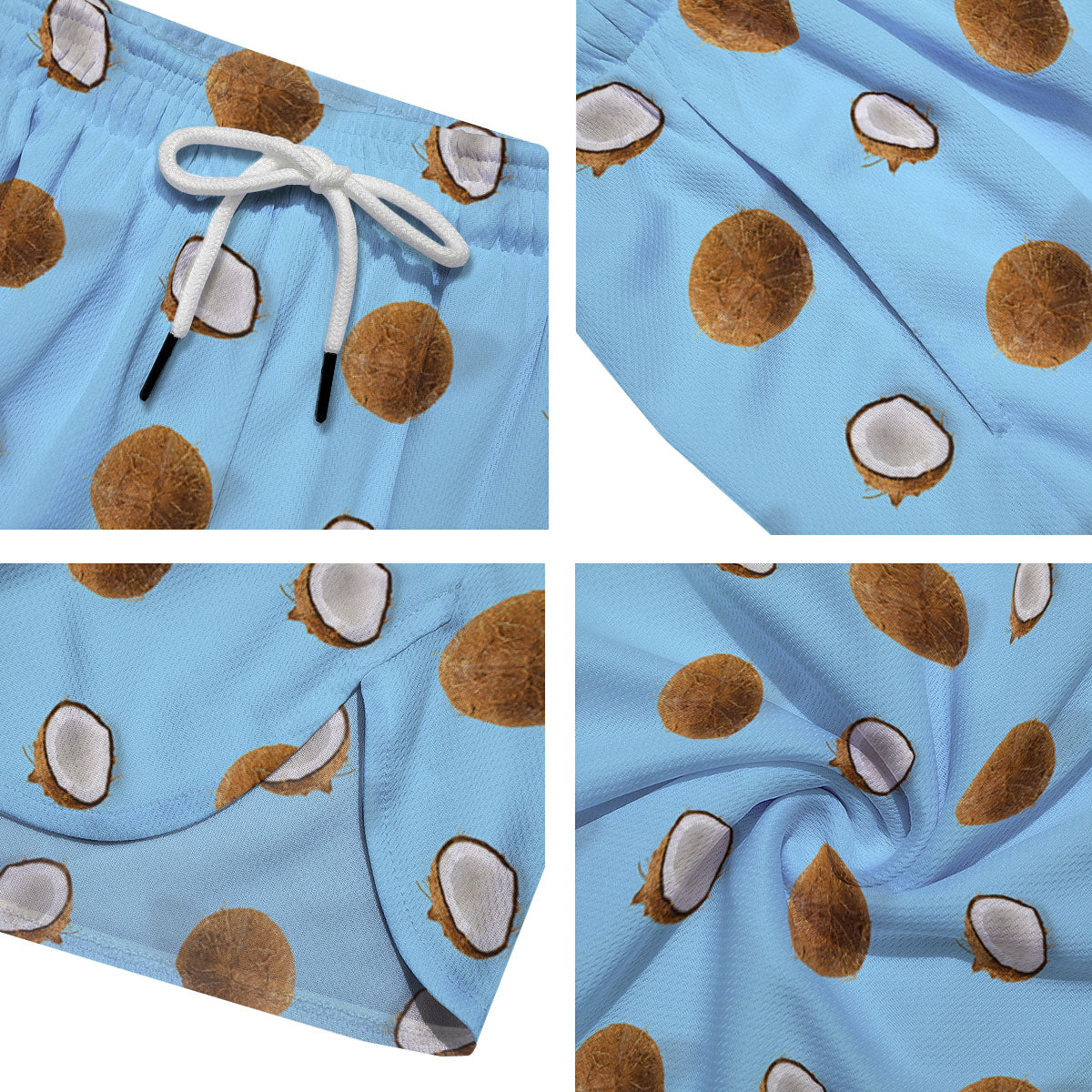 Coconut Blue Summer Print Pattern Men's Running Shorts-grizzshop