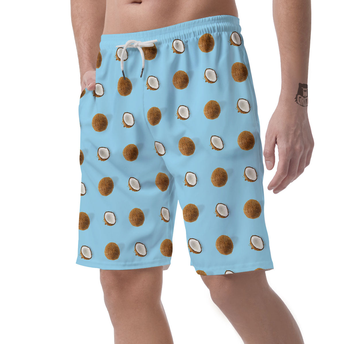 Coconut Blue Summer Print Pattern Men's Shorts-grizzshop