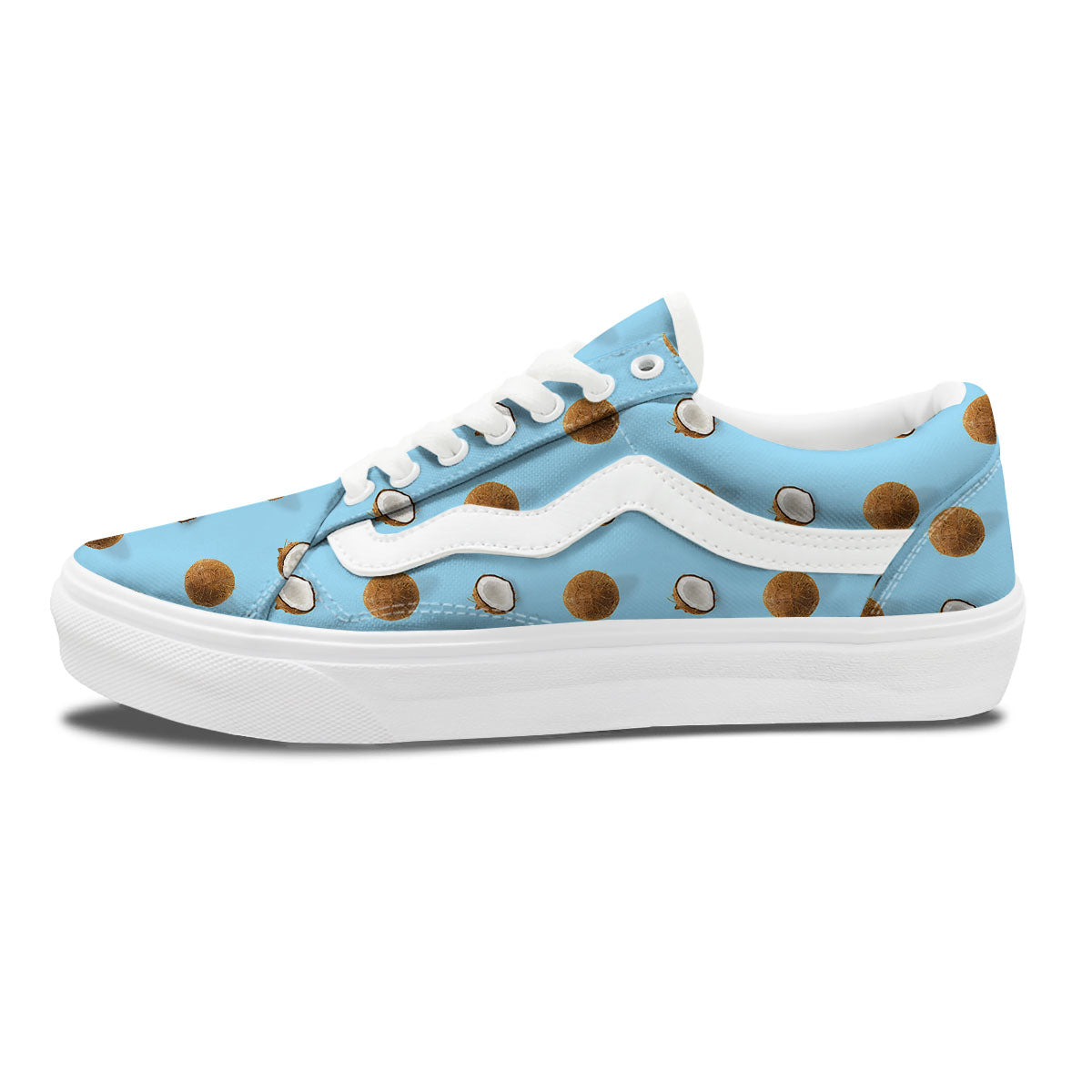 Coconut Blue Summer Print Pattern Skate Shoes-grizzshop