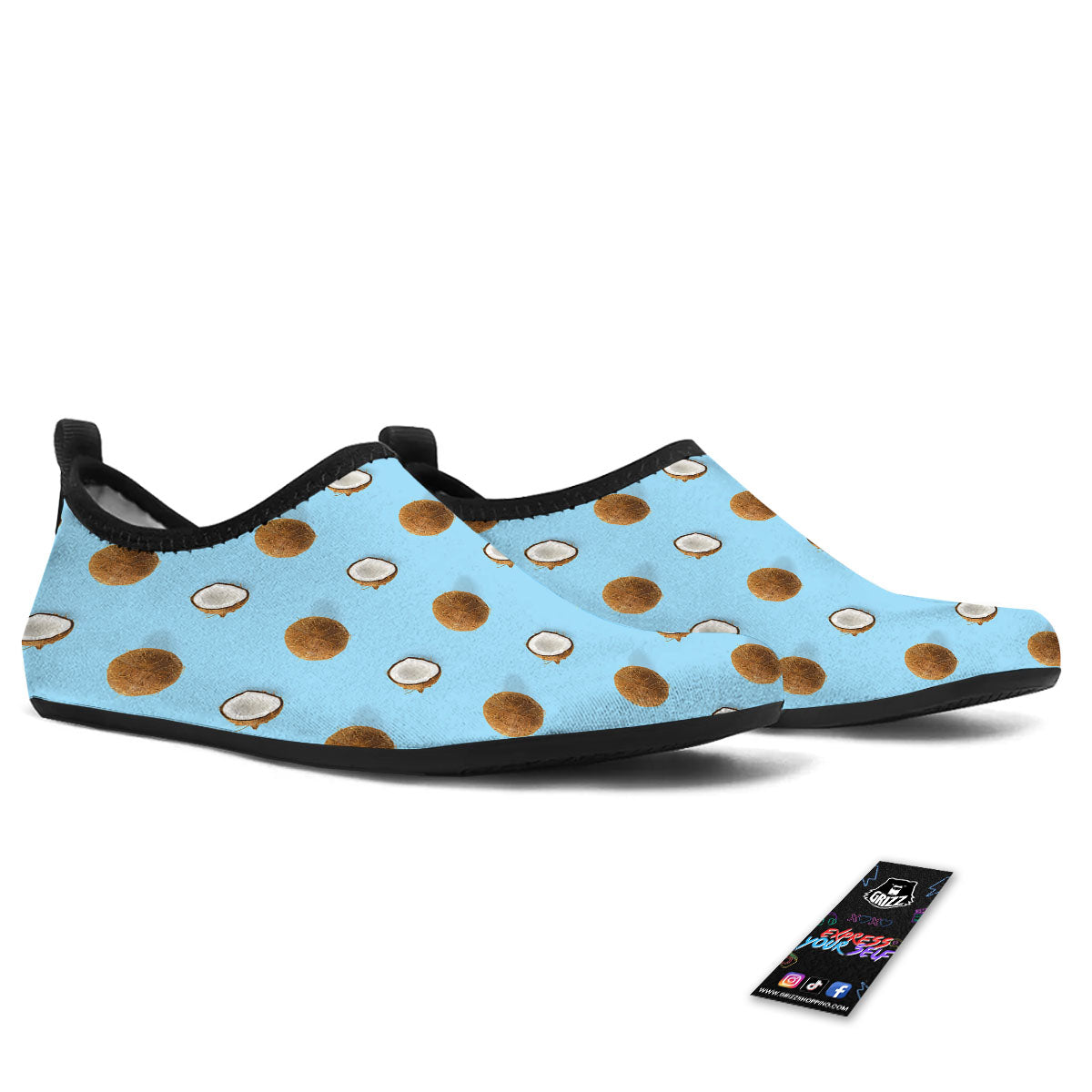 Coconut Blue Summer Print Pattern Water Shoes-grizzshop