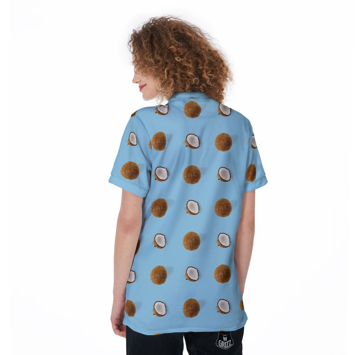 Coconut Blue Summer Print Pattern Women's Golf Shirts-grizzshop