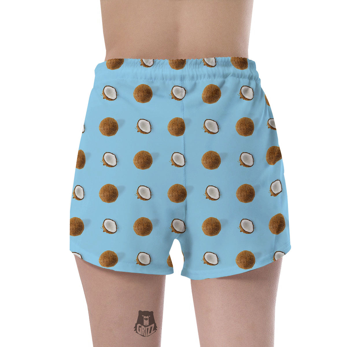 Coconut Blue Summer Print Pattern Women's Shorts-grizzshop