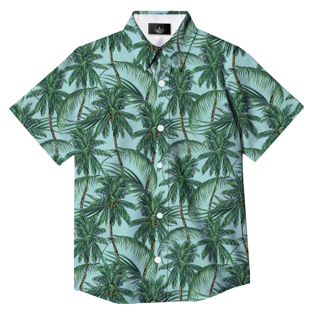 Coconut Leaf Print Button Up Shirt-grizzshop