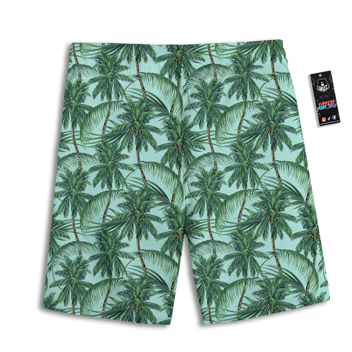 Coconut Leaf Print Men's Athletic Shorts