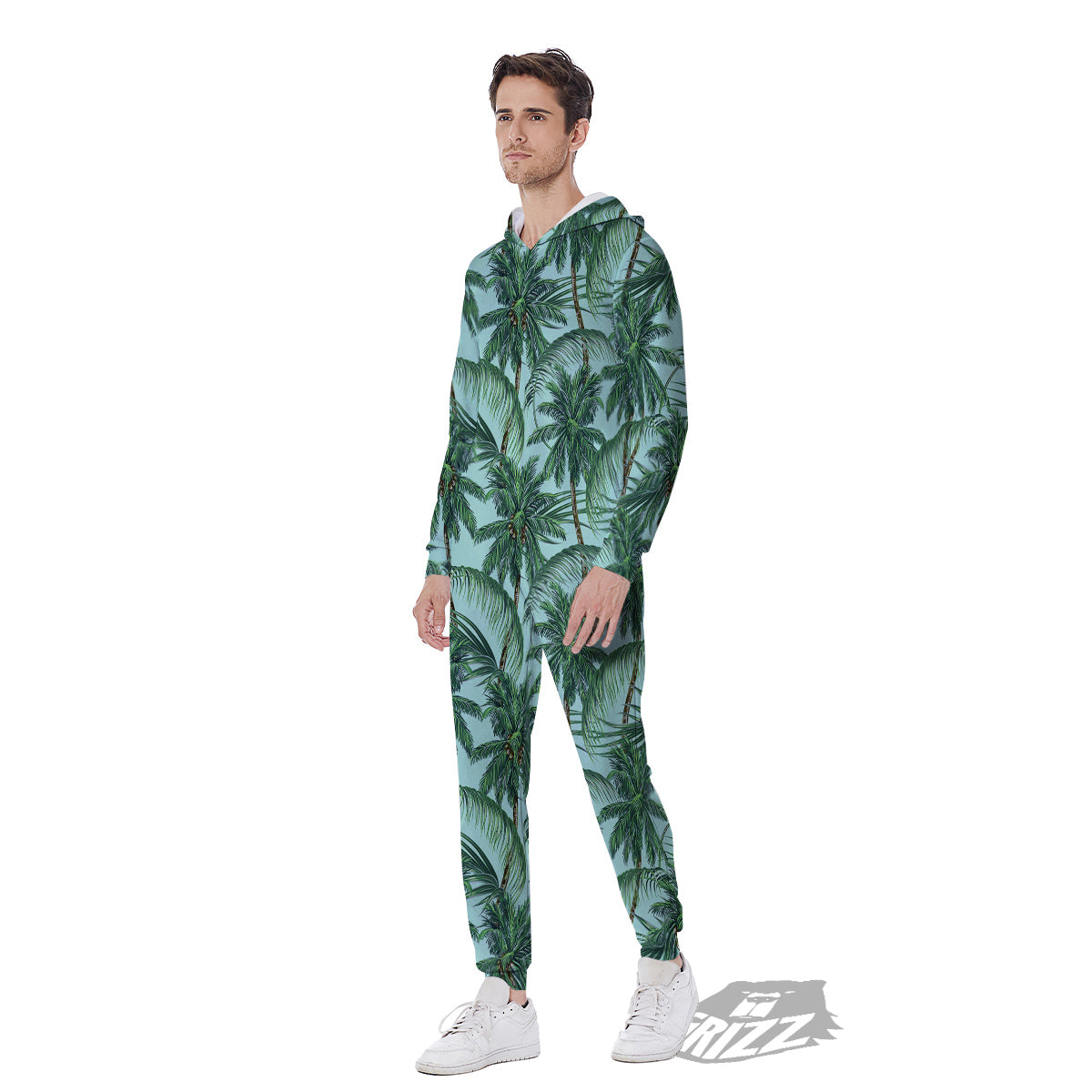 Coconut Leaf Print Men's Jumpsuit-grizzshop