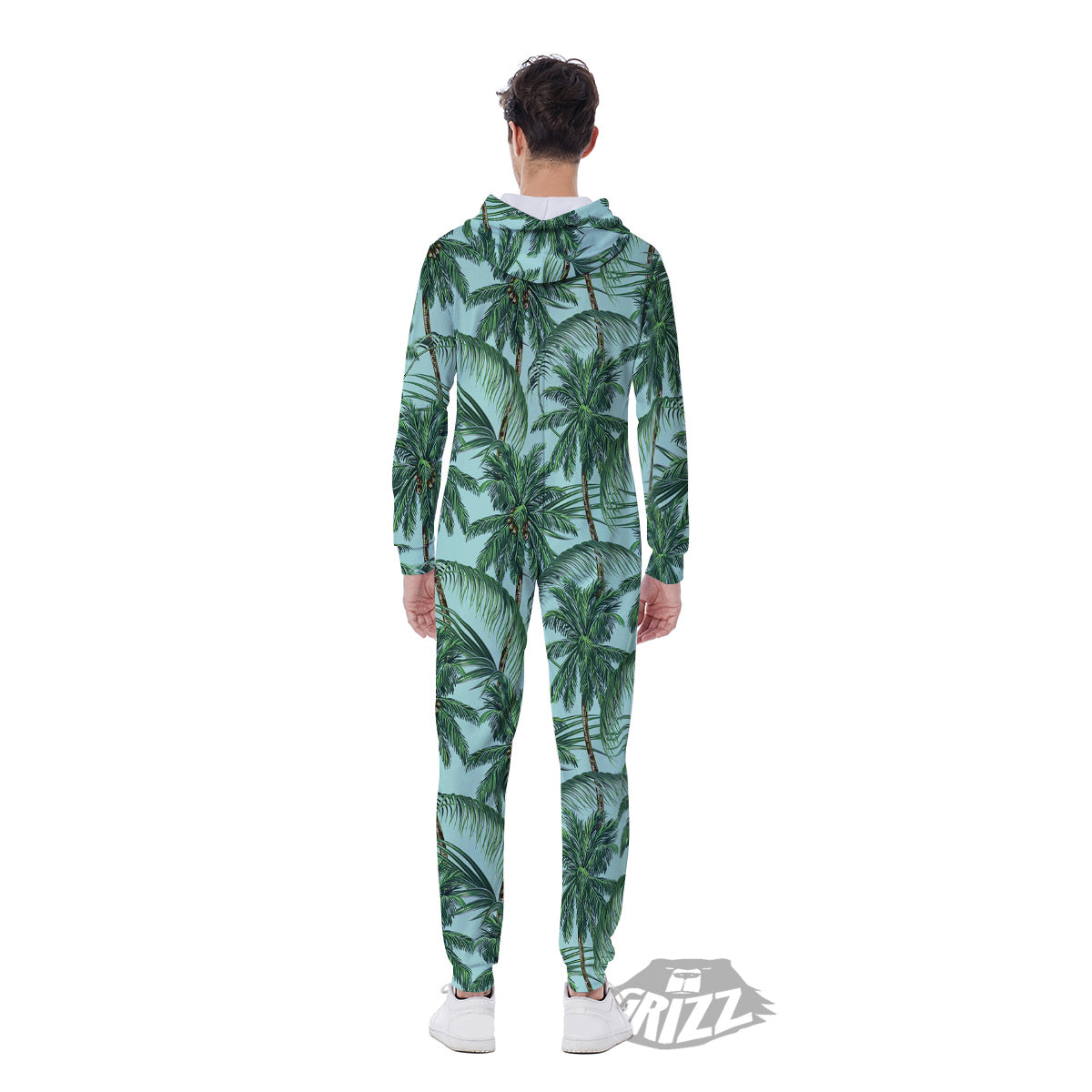 Coconut Leaf Print Men's Jumpsuit-grizzshop