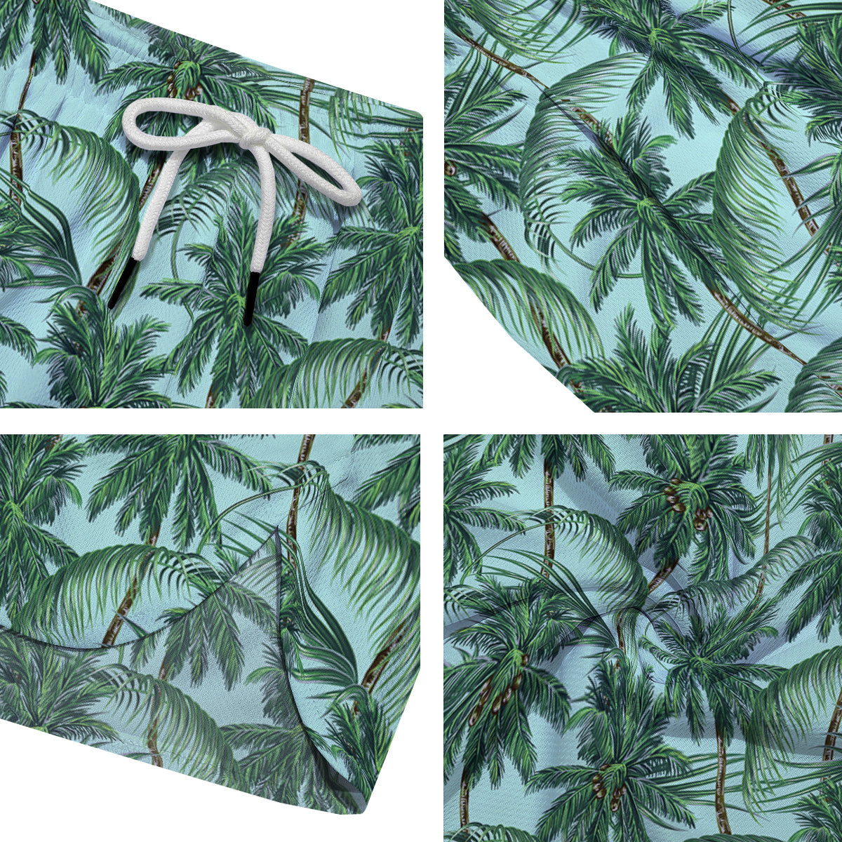 Coconut Leaf Print Men's Running Shorts-grizzshop