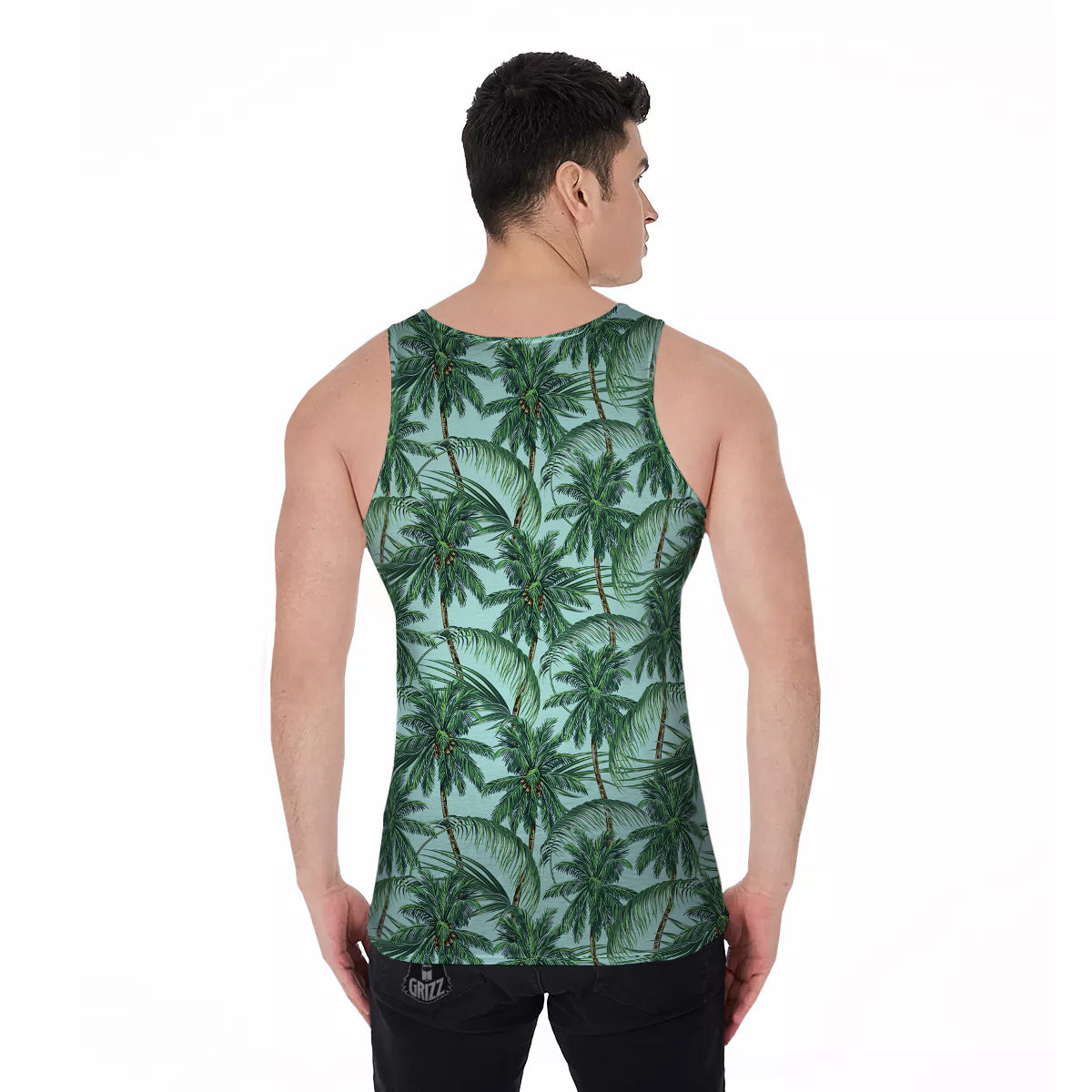 Coconut Leaf Print Men's Tank Top-grizzshop