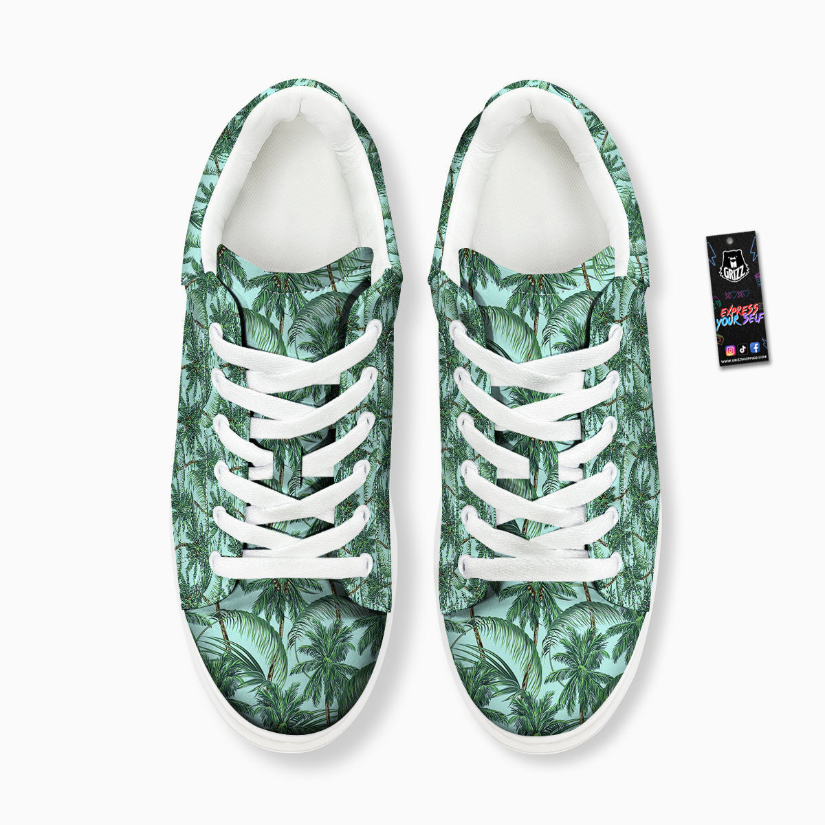 Coconut Leaf Print Platform Shoes-grizzshop