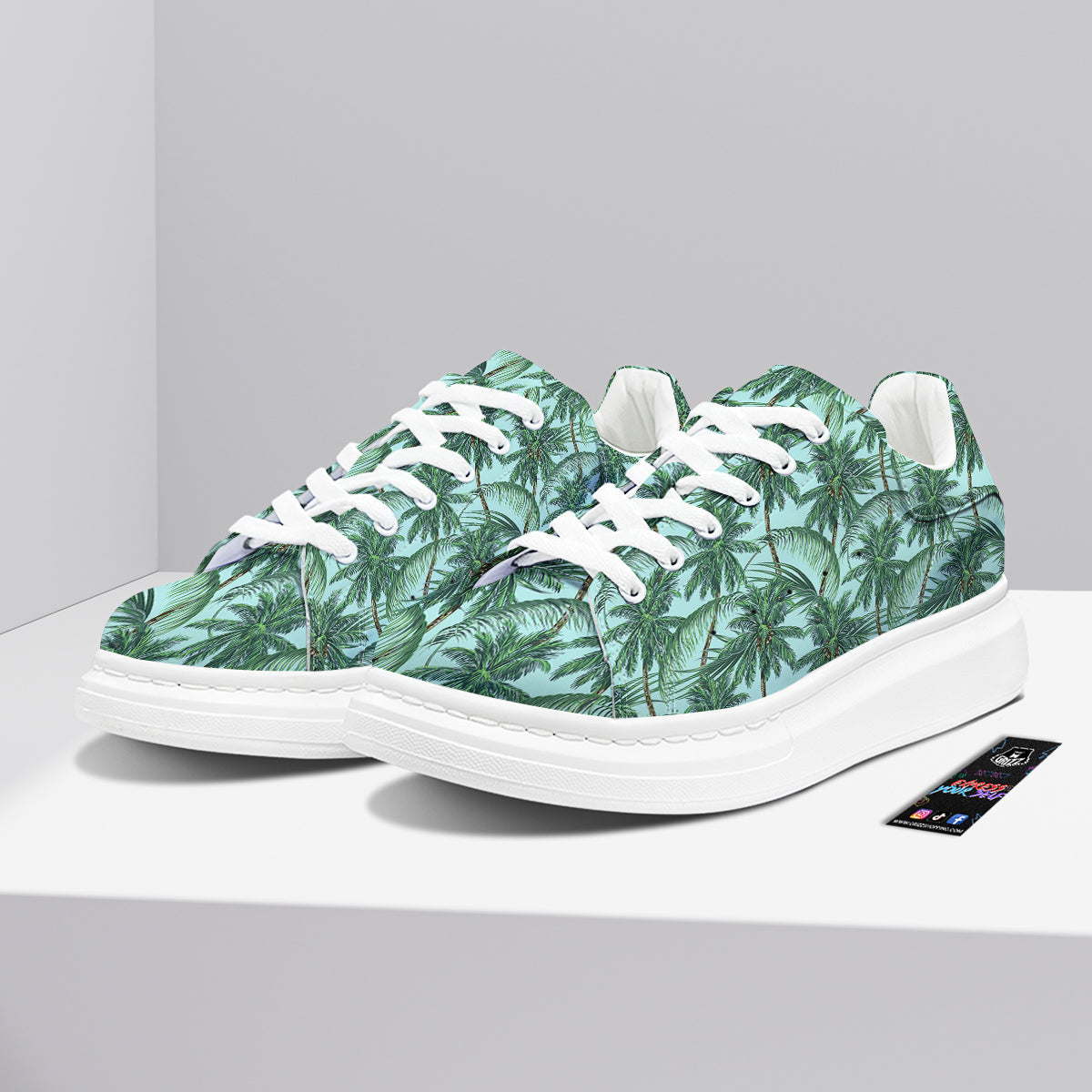 Coconut Leaf Print Platform Shoes-grizzshop