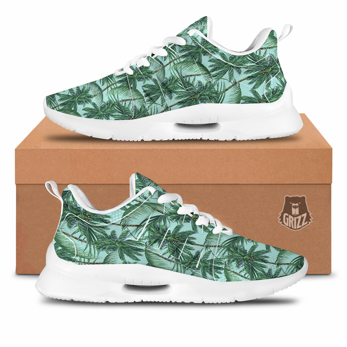 Coconut Leaf Print Tennis Shoes-grizzshop