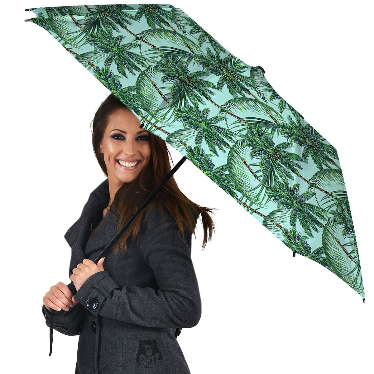 Coconut Leaf Print Umbrella-grizzshop