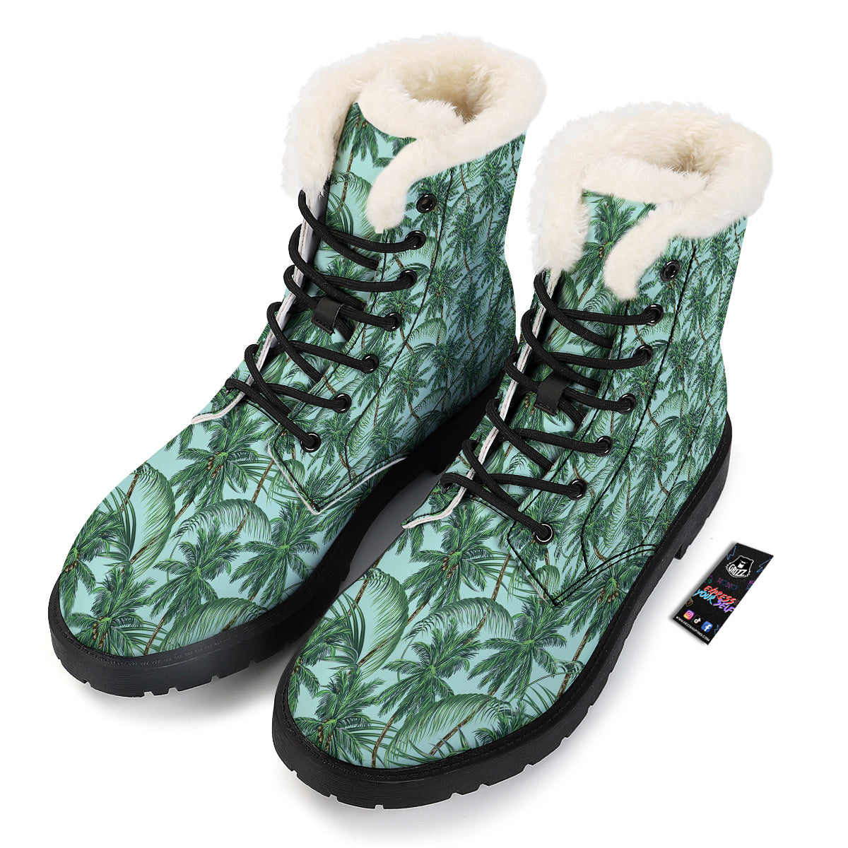 Coconut Leaf Print Winter Boots-grizzshop