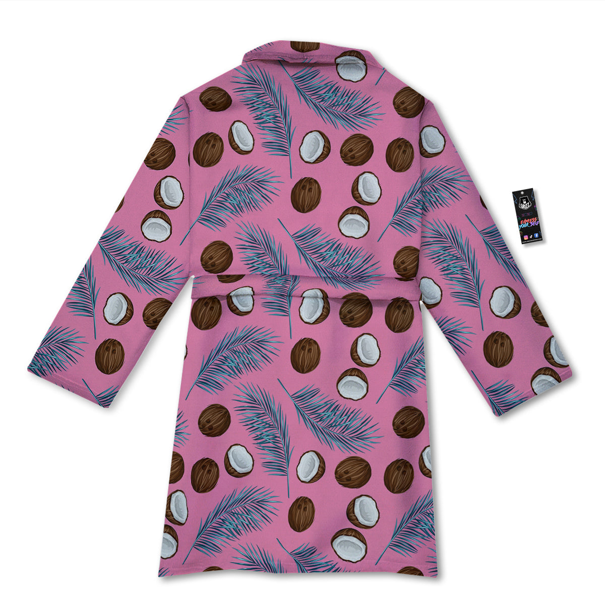 Coconut Pink And Palm Leaf Print Pattern Bathrobe-grizzshop