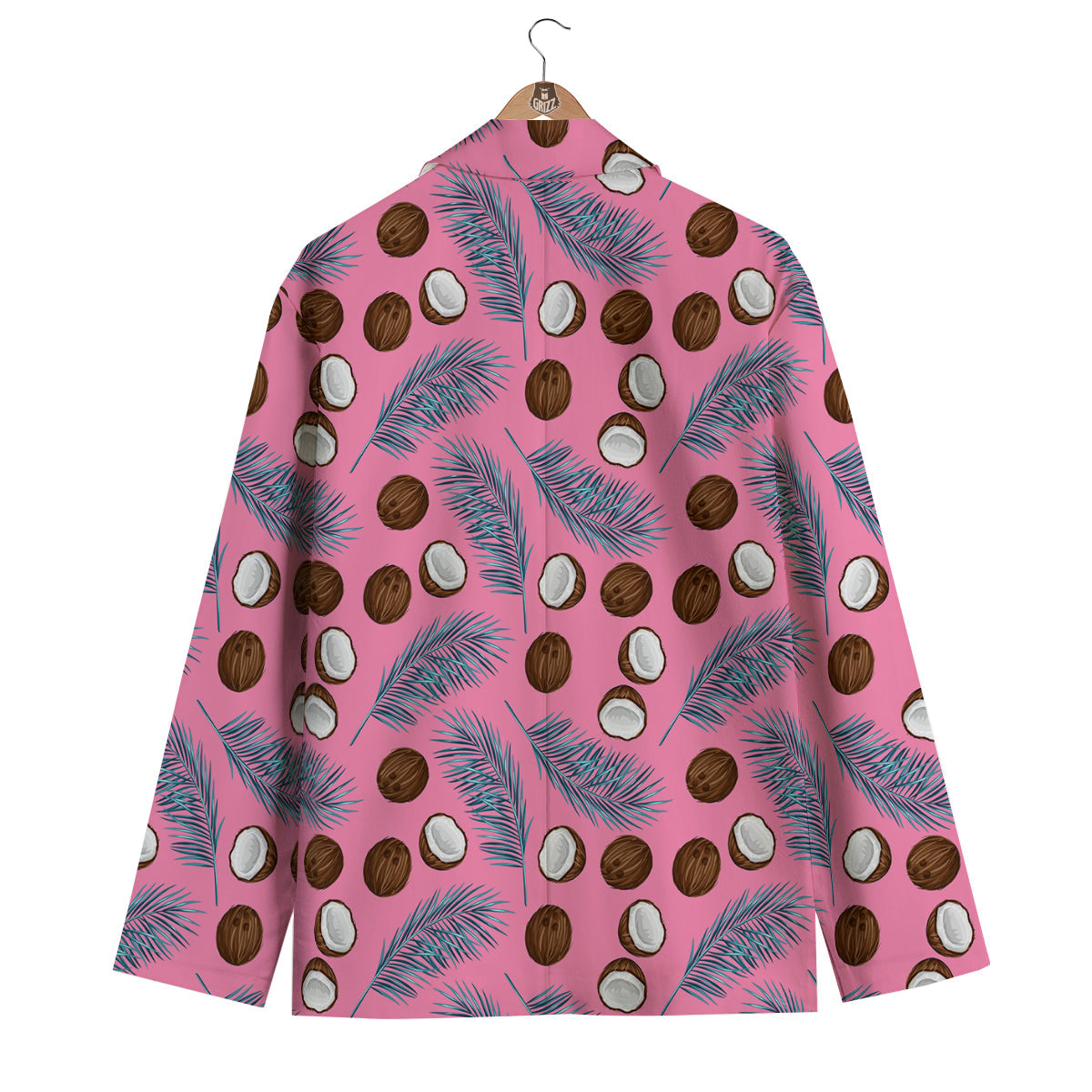Coconut Pink And Palm Leaf Print Pattern Men's Blazer-grizzshop