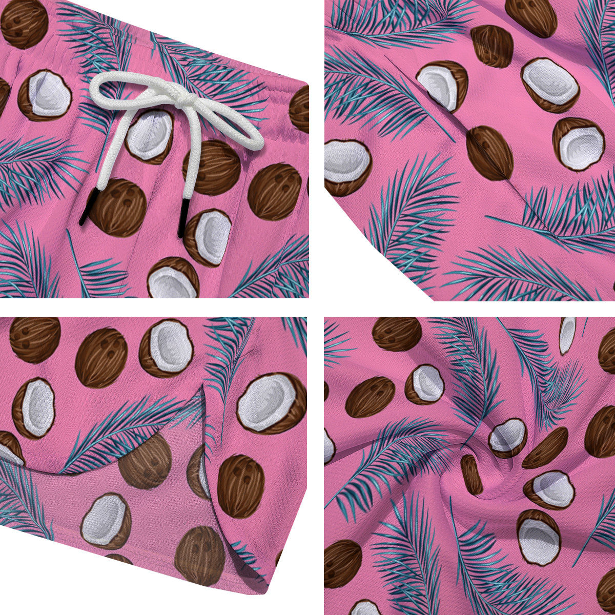 Coconut Pink And Palm Leaf Print Pattern Men's Running Shorts-grizzshop