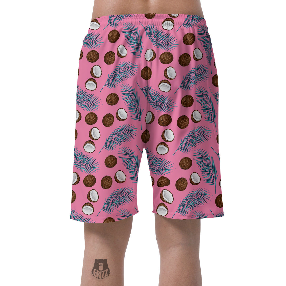 Coconut Pink And Palm Leaf Print Pattern Men's Shorts-grizzshop
