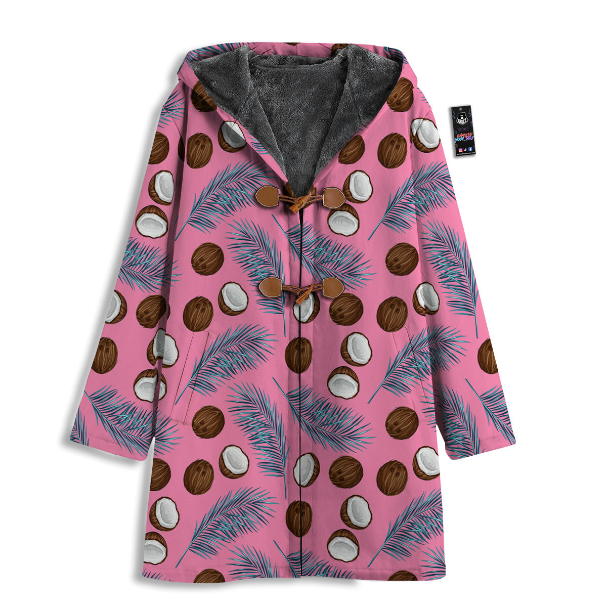 Coconut Pink And Palm Leaf Print Pattern Men's Windbreaker Jacket-grizzshop