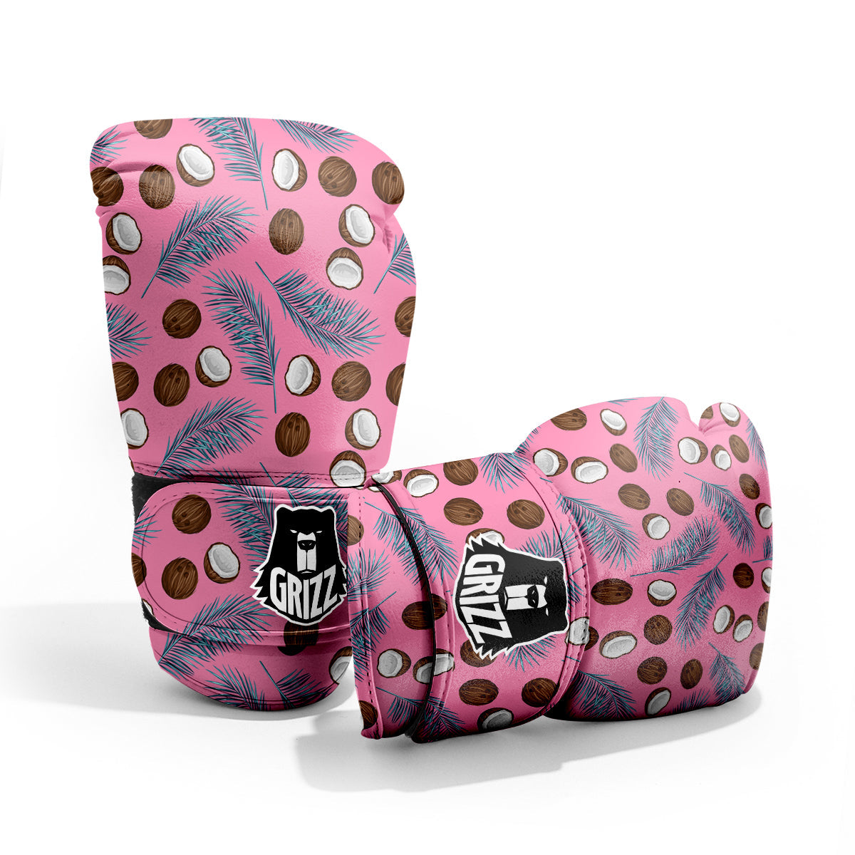Coconut Pink And Palm Leaf Print Pattern Pro Boxing Glove