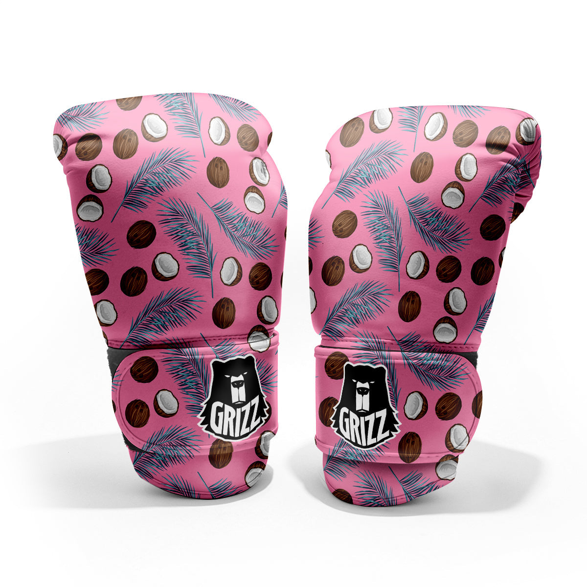 Coconut Pink And Palm Leaf Print Pattern Pro Boxing Glove