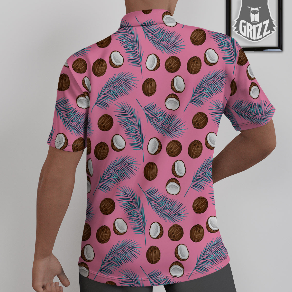 Coconut Pink And Palm Leaf Print Pattern Untucked Shirts-grizzshop