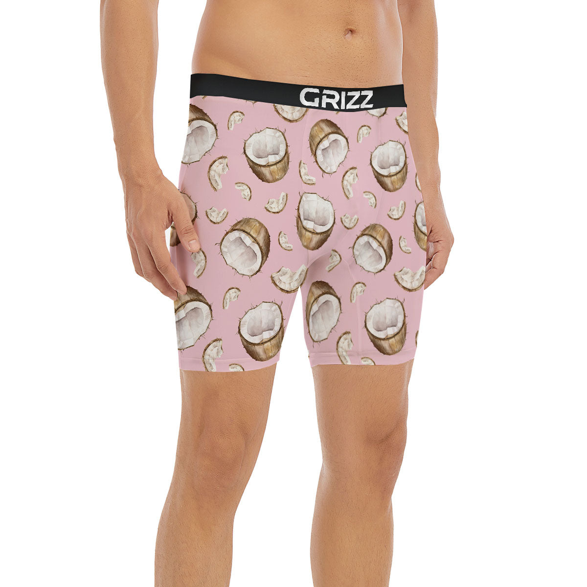 Coconut Pink Print Pattern Boxer Briefs-grizzshop