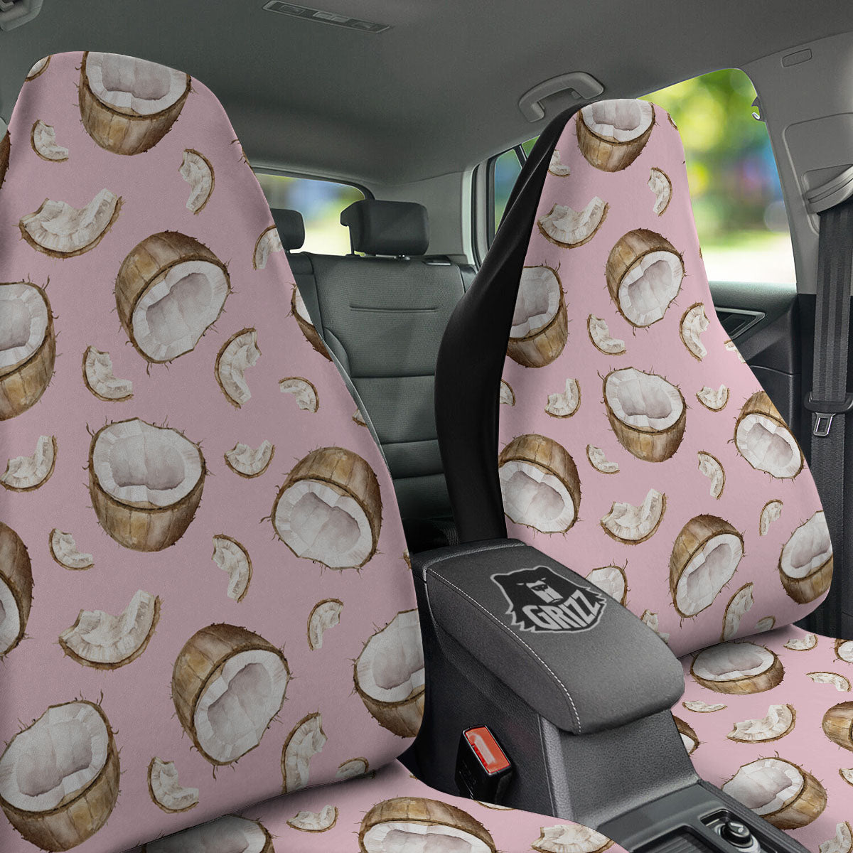 Coconut Pink Print Pattern Car Seat Covers-grizzshop