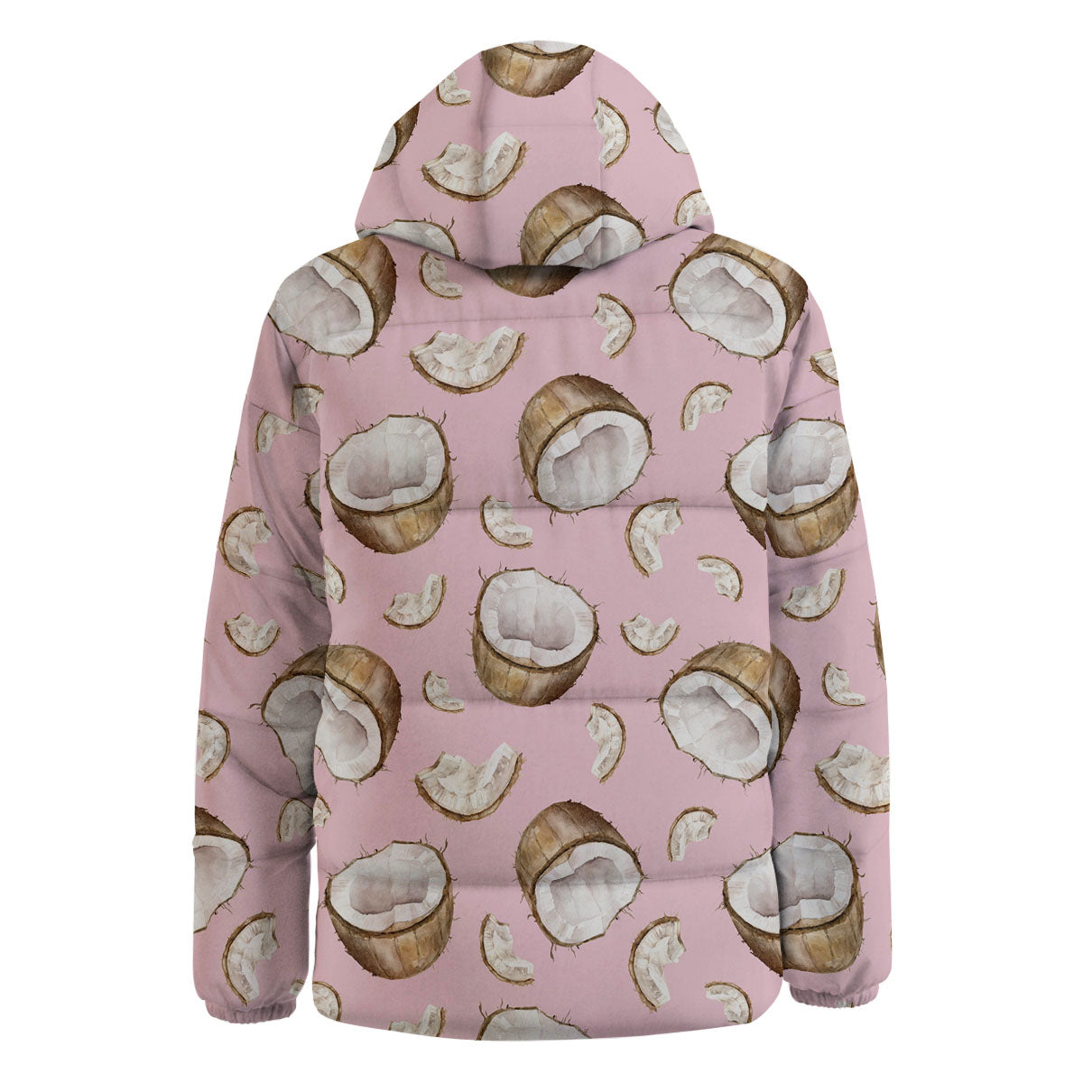 Coconut Pink Print Pattern Down Jacket-grizzshop