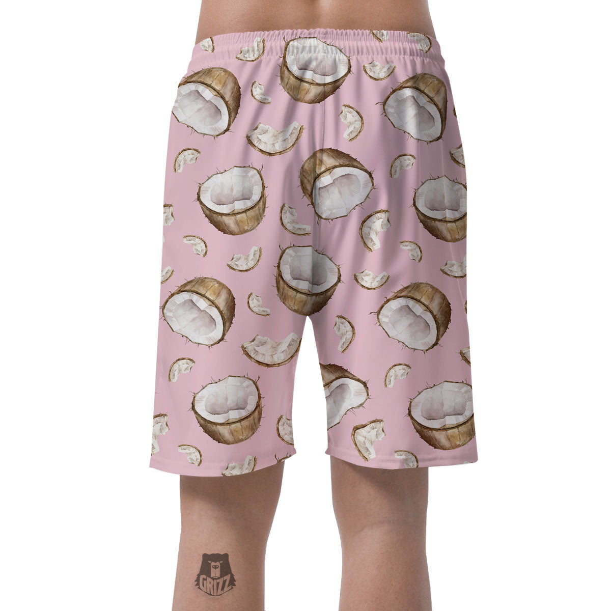 Coconut Pink Print Pattern Men's Shorts-grizzshop