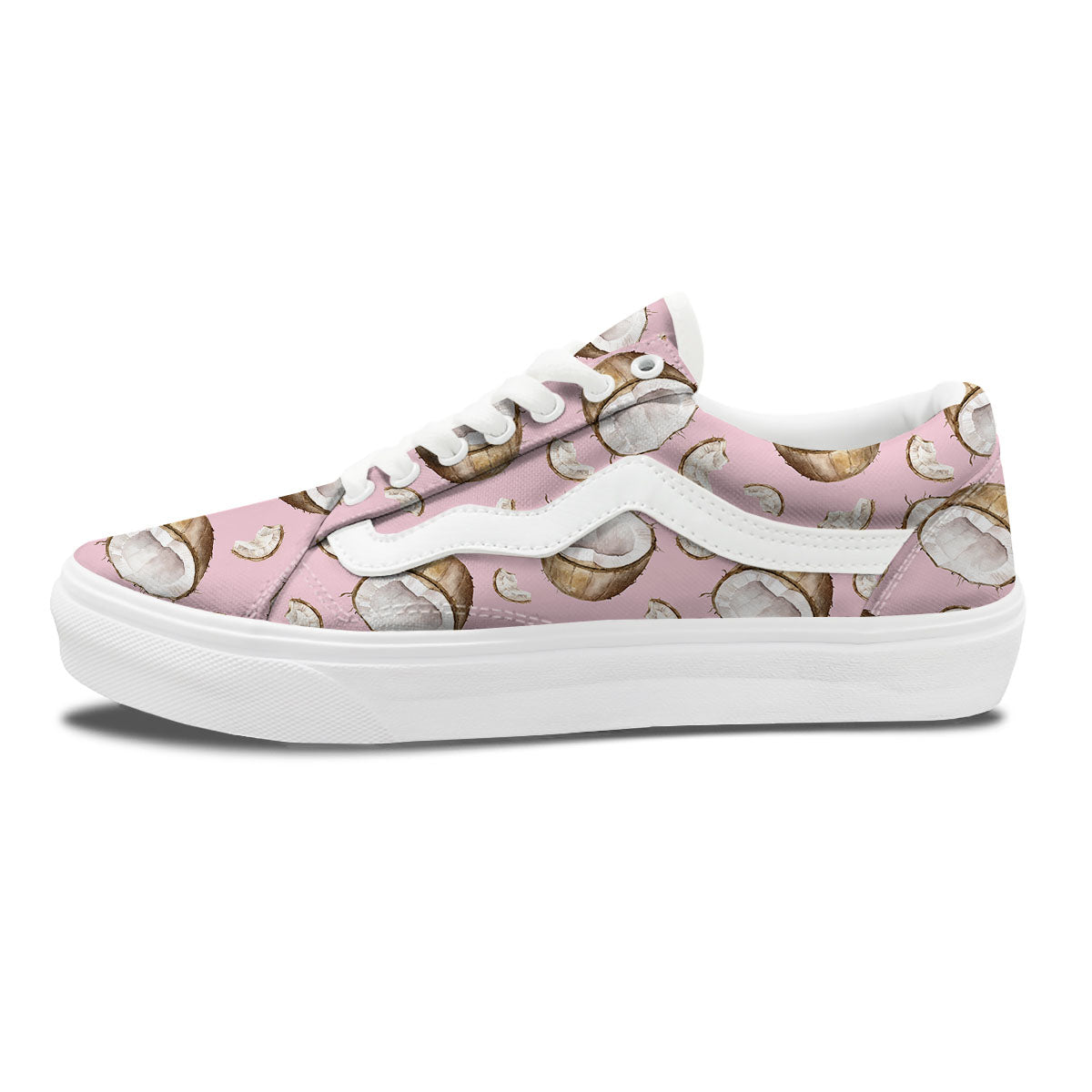Coconut Pink Print Pattern Skate Shoes-grizzshop