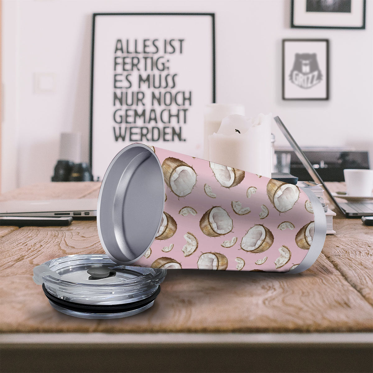 Coconut Pink Print Pattern Tumbler-grizzshop