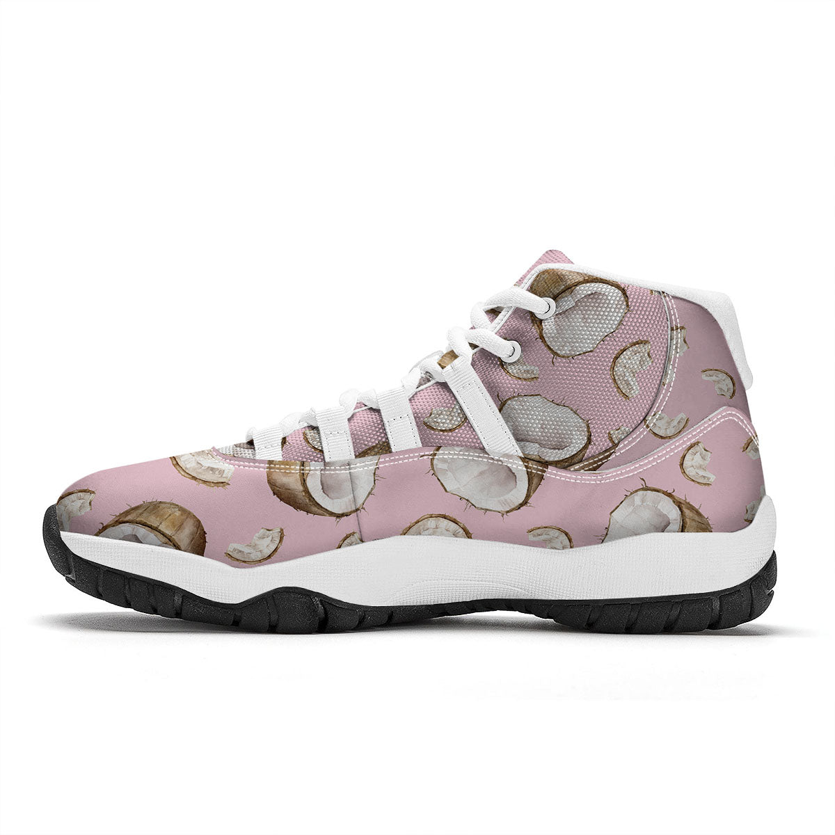 Coconut Pink Print Pattern White Bball Shoes-grizzshop