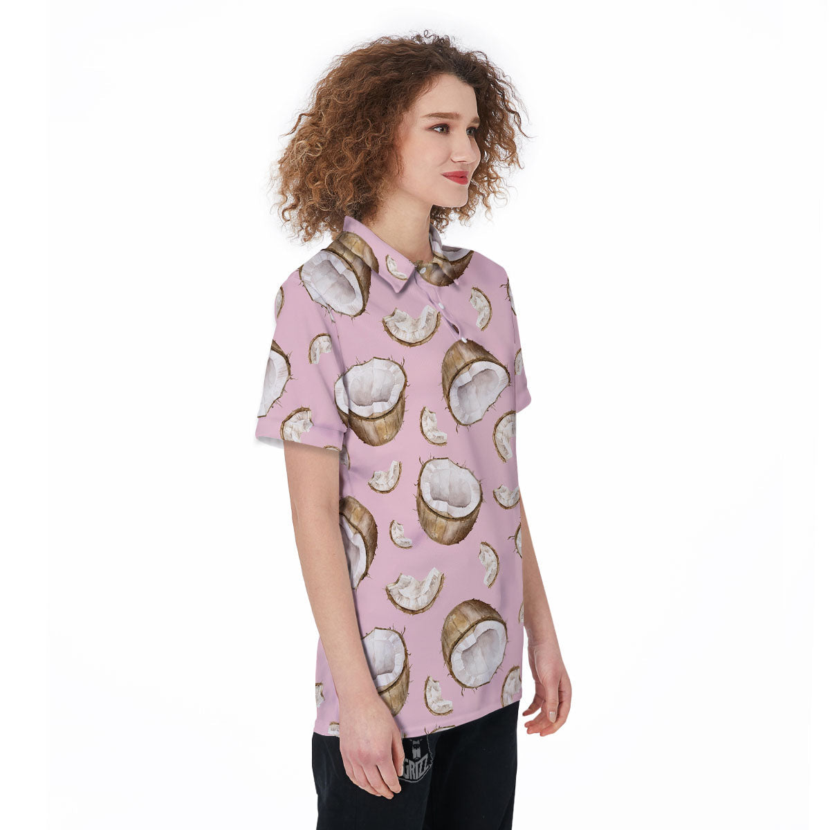 Coconut Pink Print Pattern Women's Golf Shirts-grizzshop