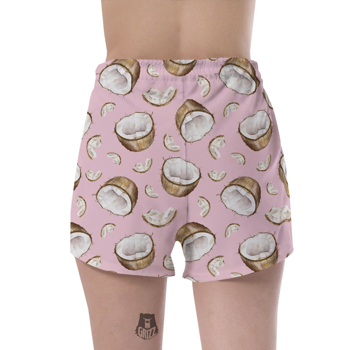 Coconut Pink Print Pattern Women's Shorts-grizzshop