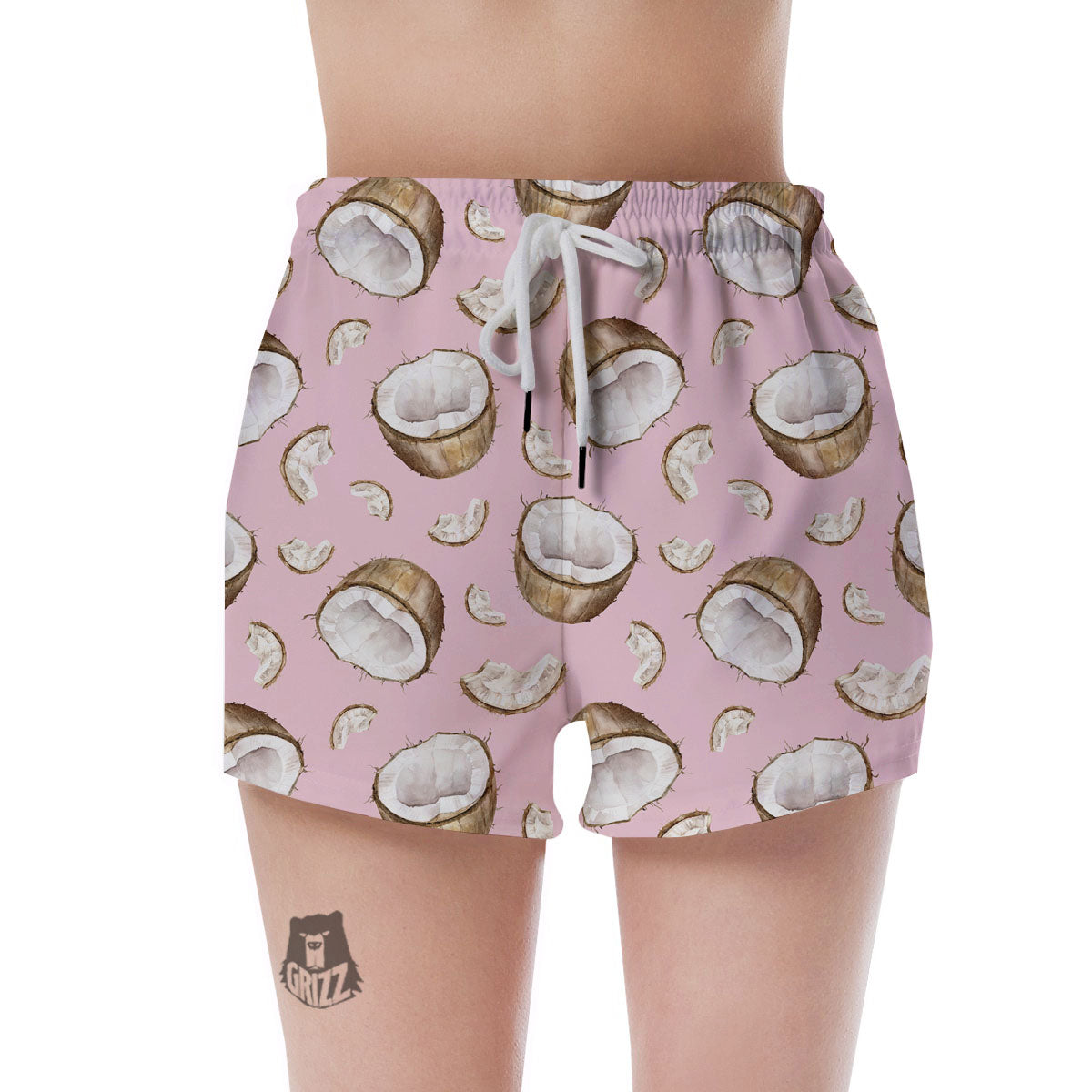Coconut Pink Print Pattern Women's Shorts-grizzshop
