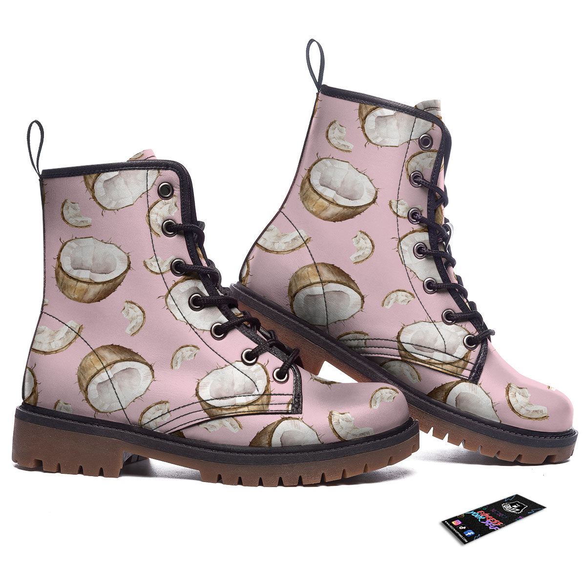 Coconut Pink Print Pattern Work Boots-grizzshop