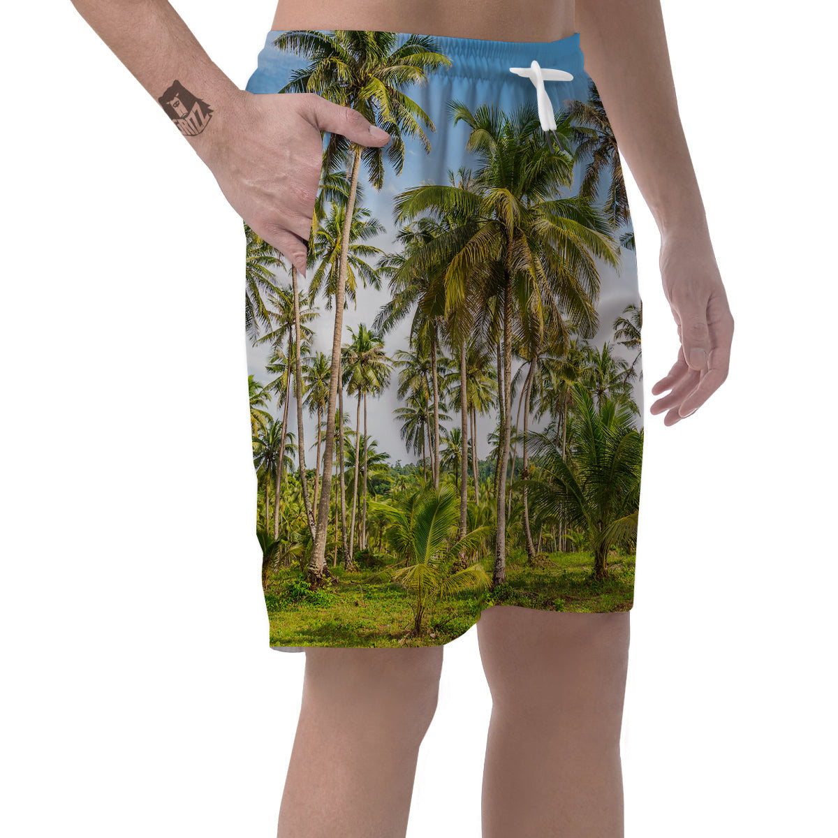 Coconut Tree Print Men's Shorts-grizzshop
