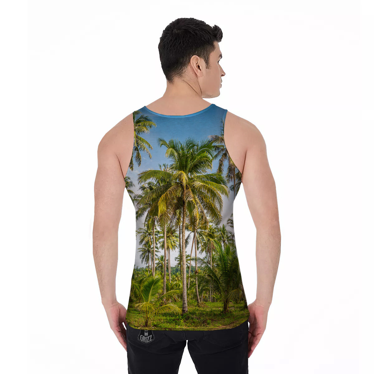 Coconut Tree Print Men's Tank Top-grizzshop